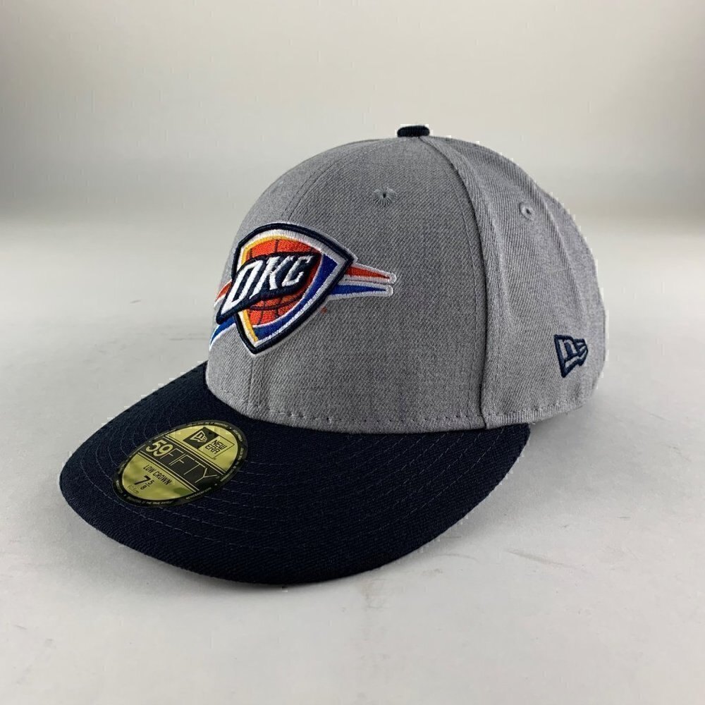 Oklahoma City Thunder NBA Gray New Era Low Profile Fitted Hat Mens 7 5/8 New